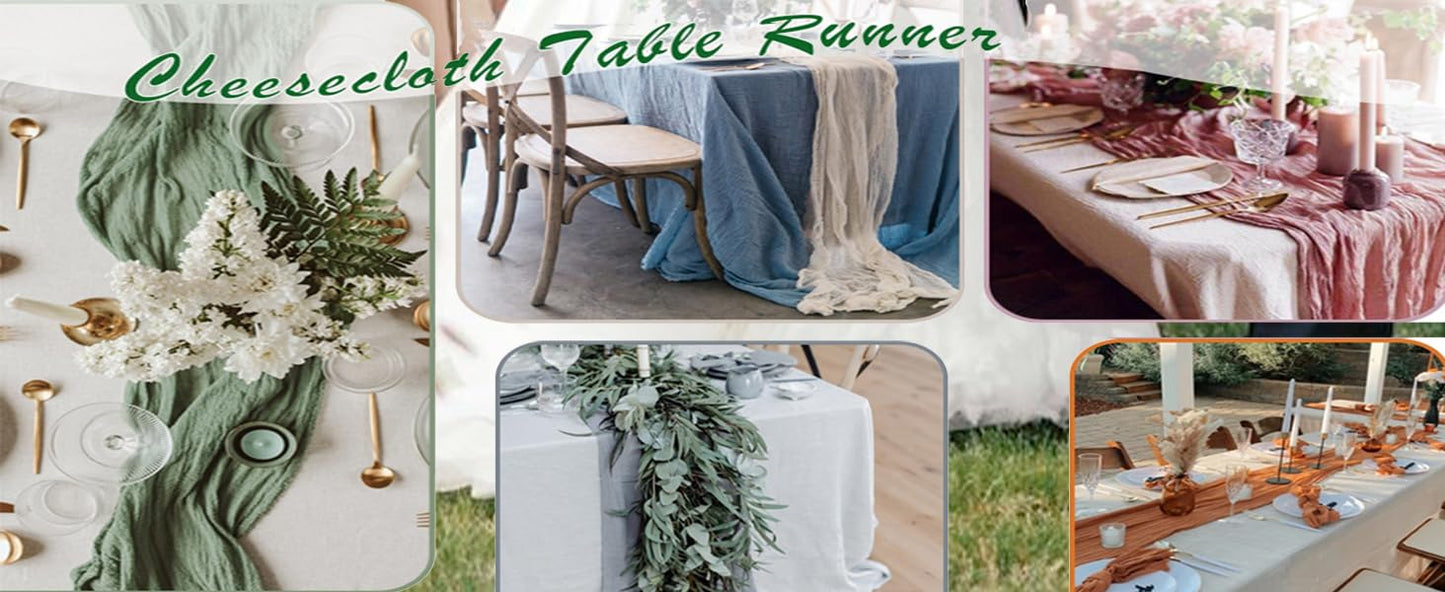 Beige Cheesecloth Table Runner