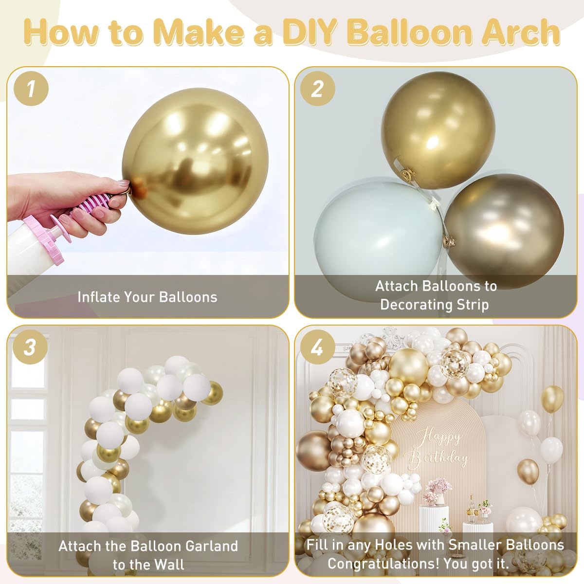 Champagne & Ivory Balloon Garland Kit