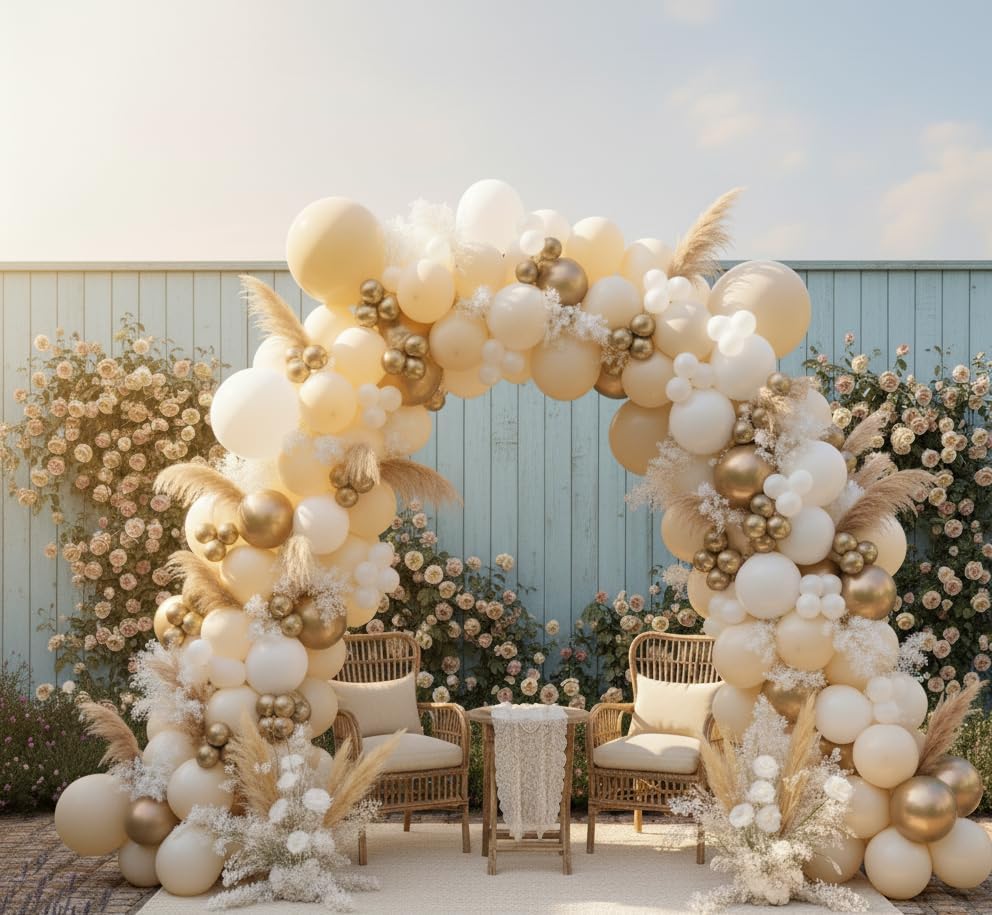 Sand White & Gold Balloon Arch Kit