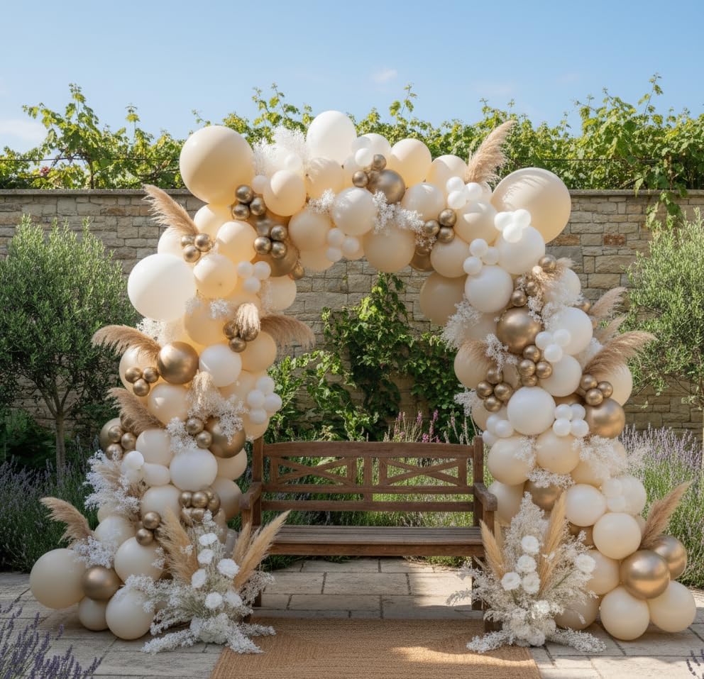 Sand White & Gold Balloon Arch Kit