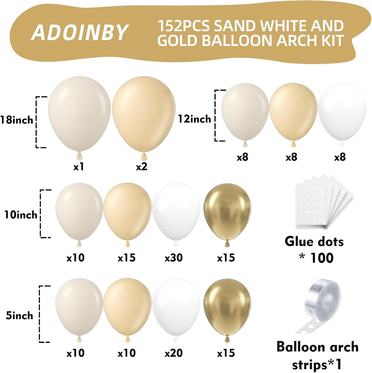 Sand White & Gold Balloon Arch Kit