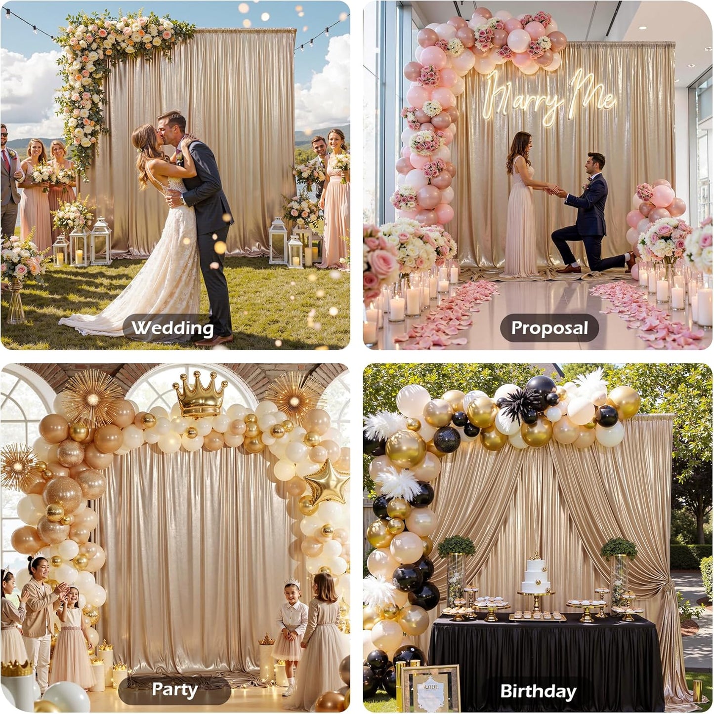 Elegant Gold Arch Backdrop Stand