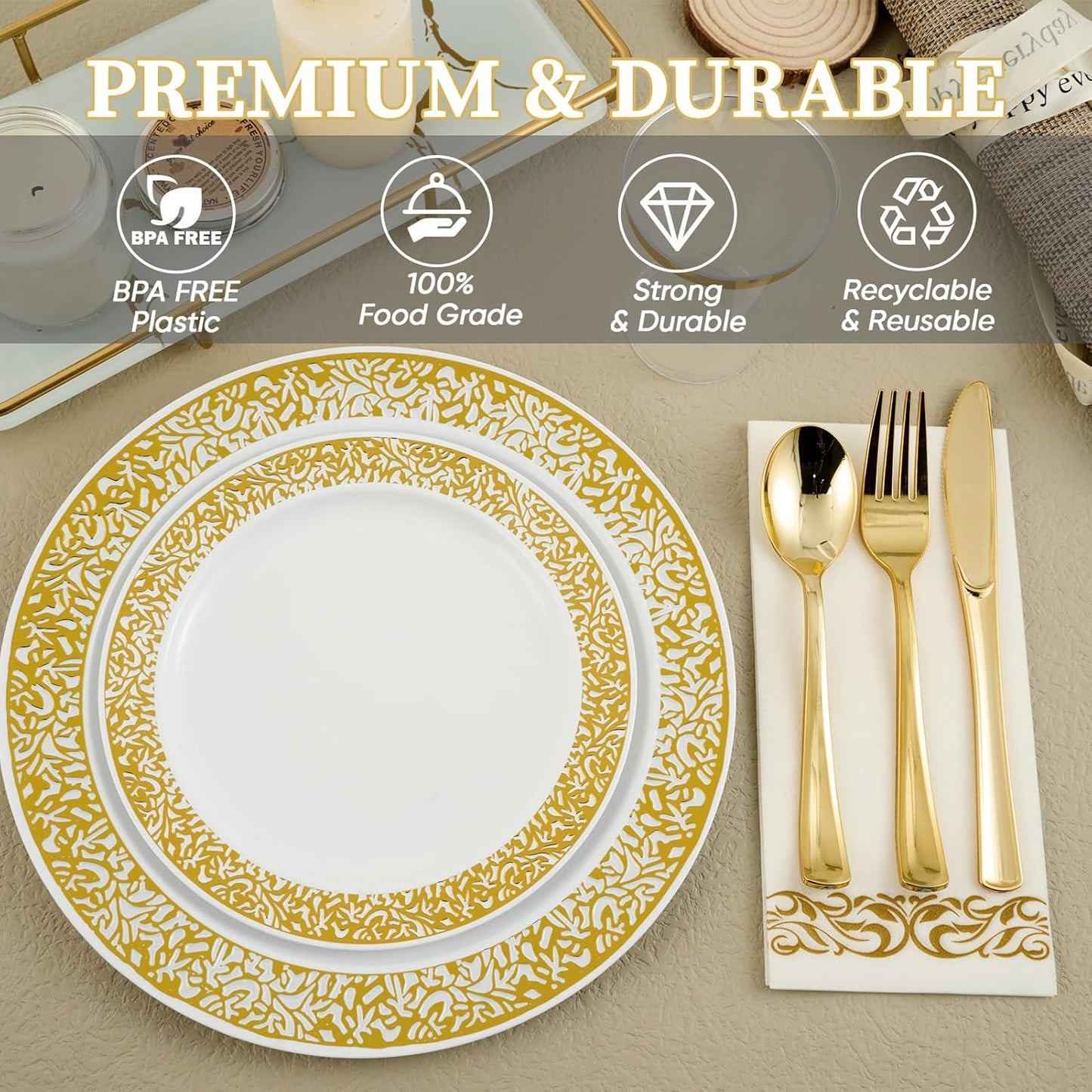 Elegant Silver Party Dinnerware Set