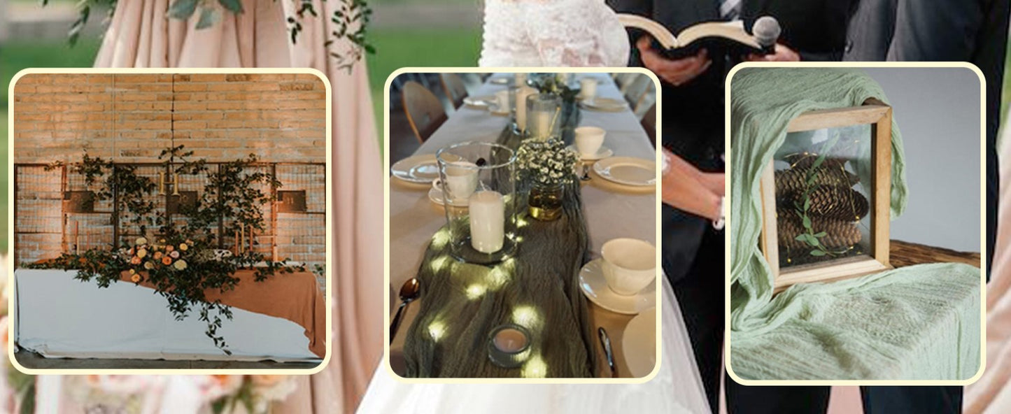 Beige Cheesecloth Table Runner