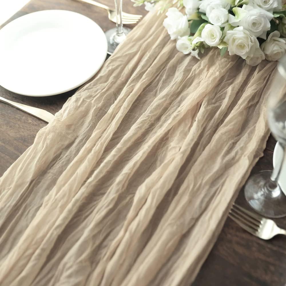 Beige Cheesecloth Table Runner