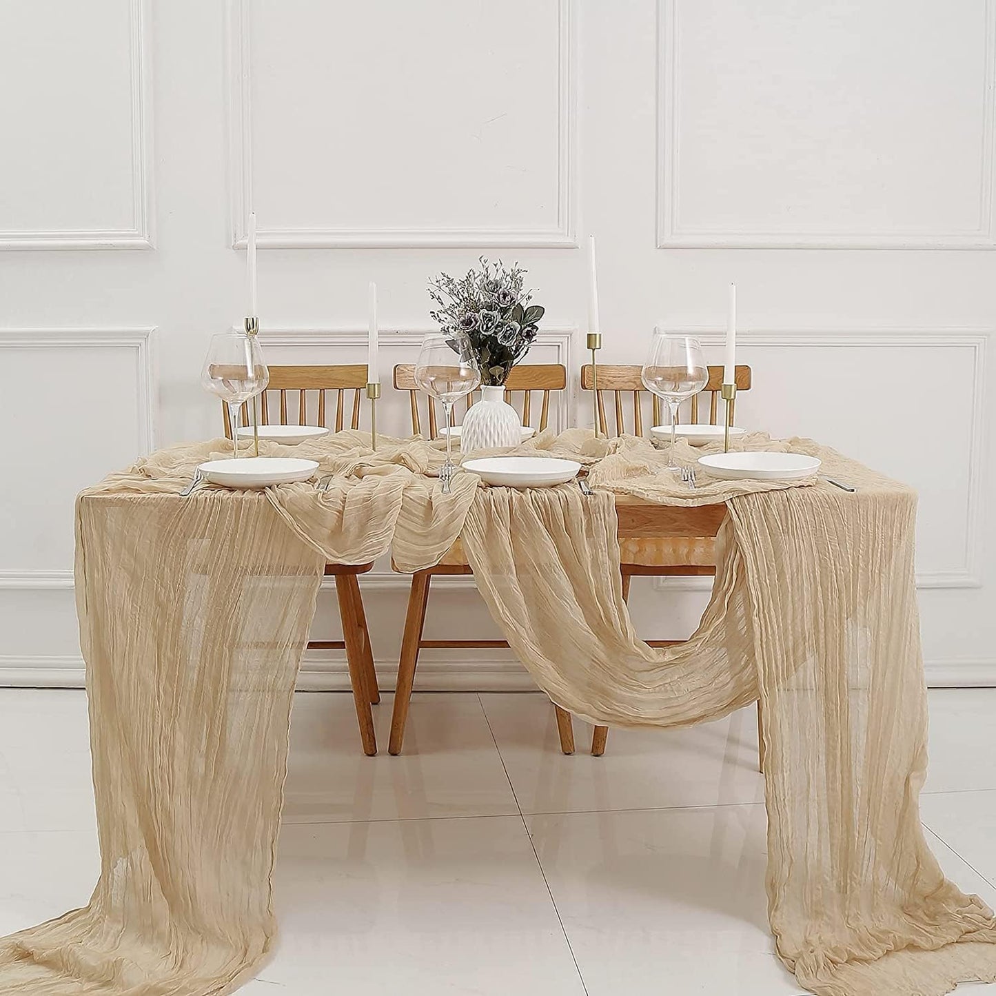 Beige Cheesecloth Table Runner