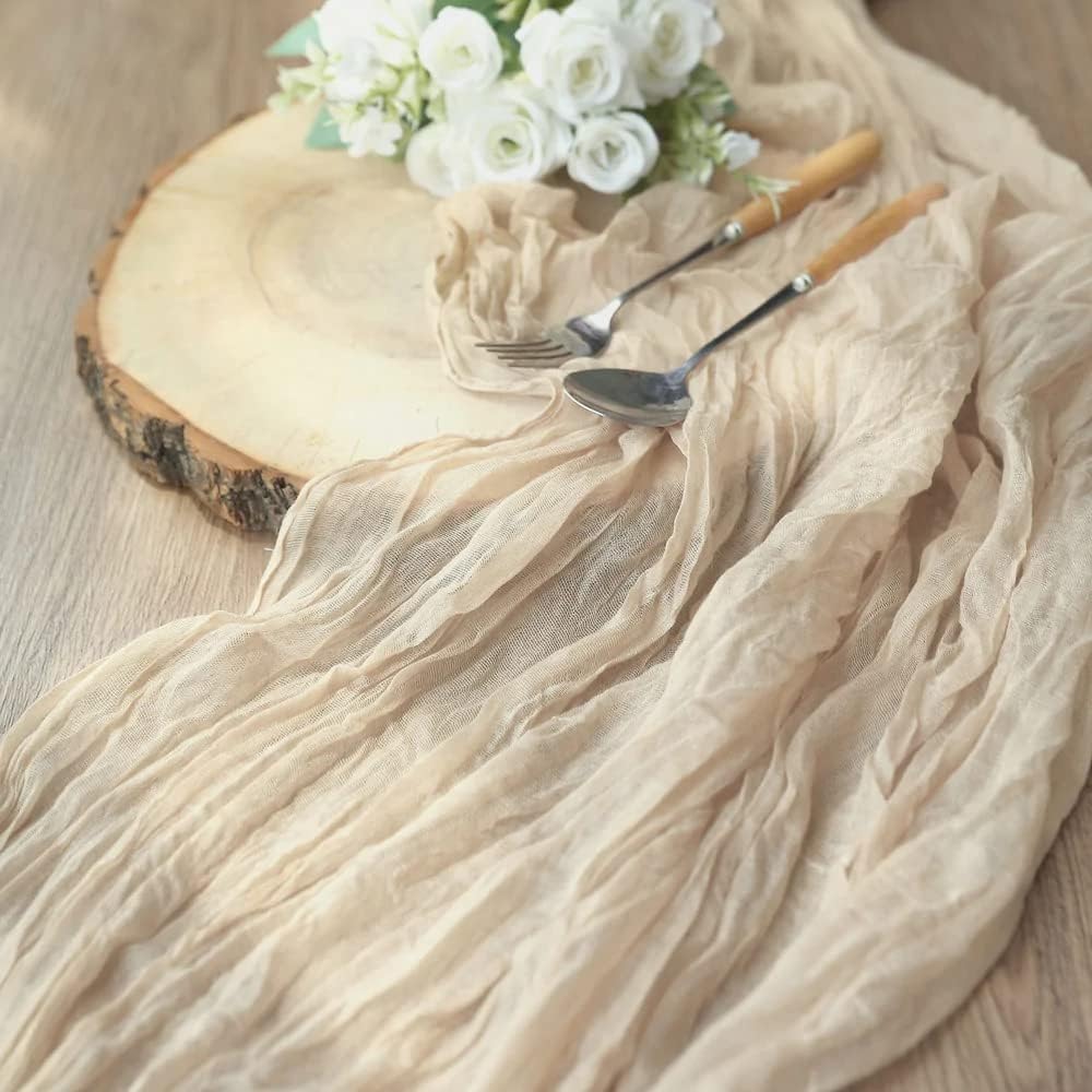 Beige Cheesecloth Table Runner