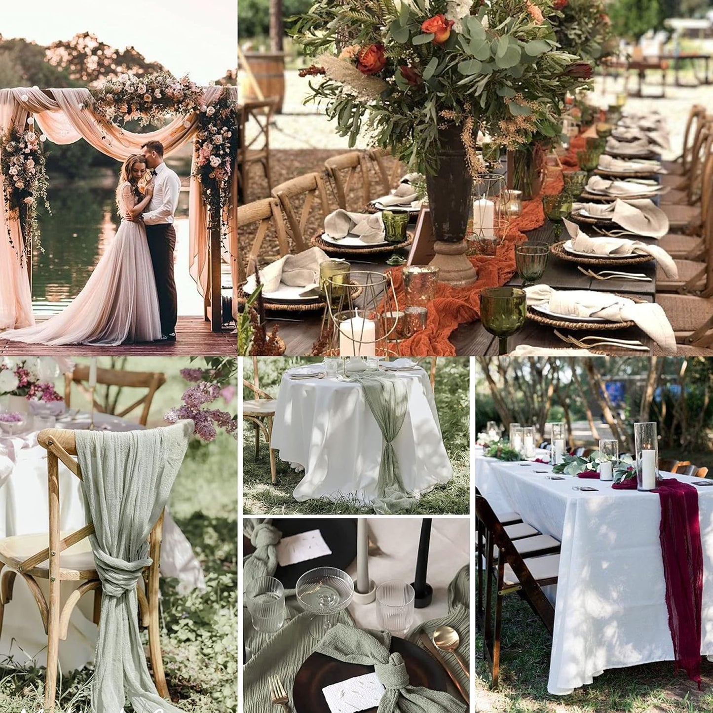 Beige Cheesecloth Table Runner