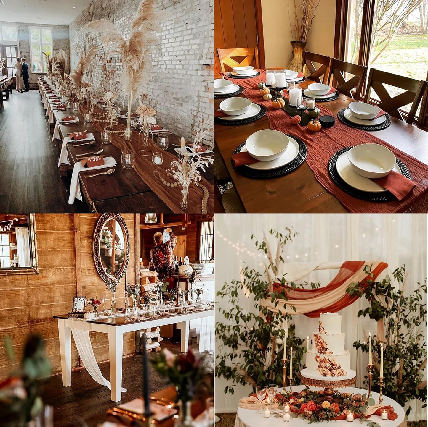 Beige Cheesecloth Table Runner
