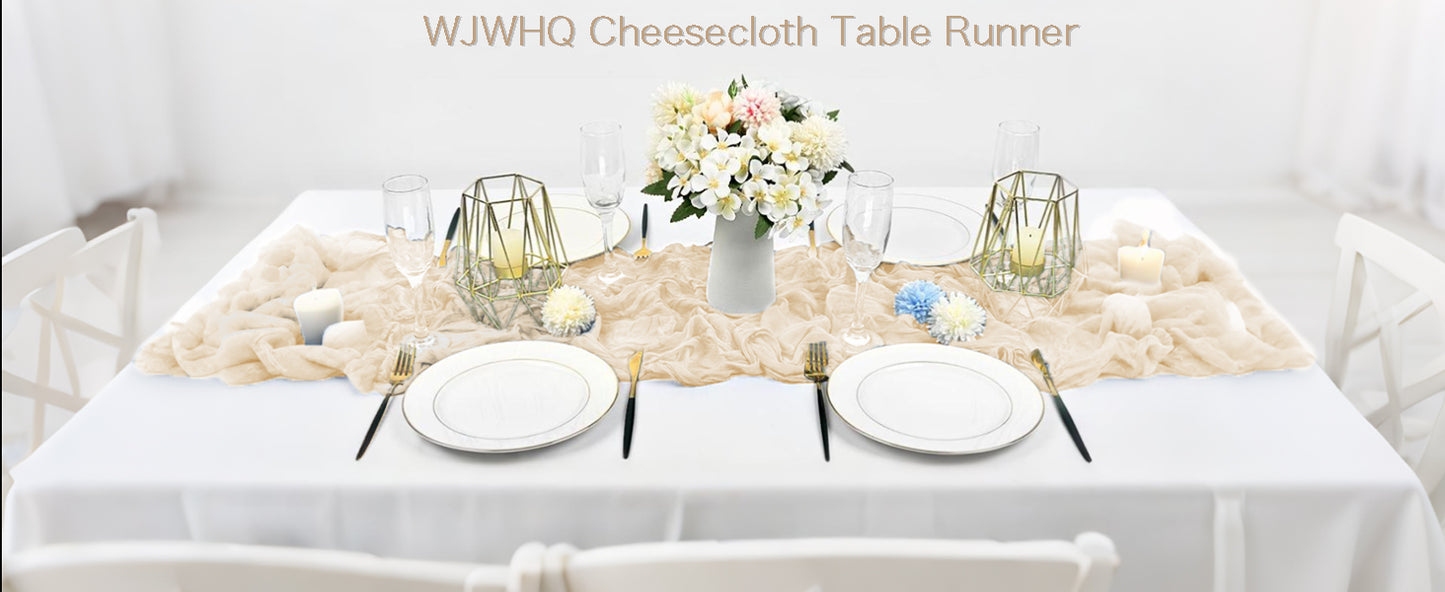 Beige Cheesecloth Table Runner
