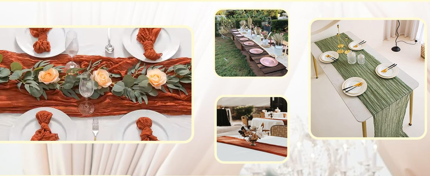 Beige Cheesecloth Table Runner