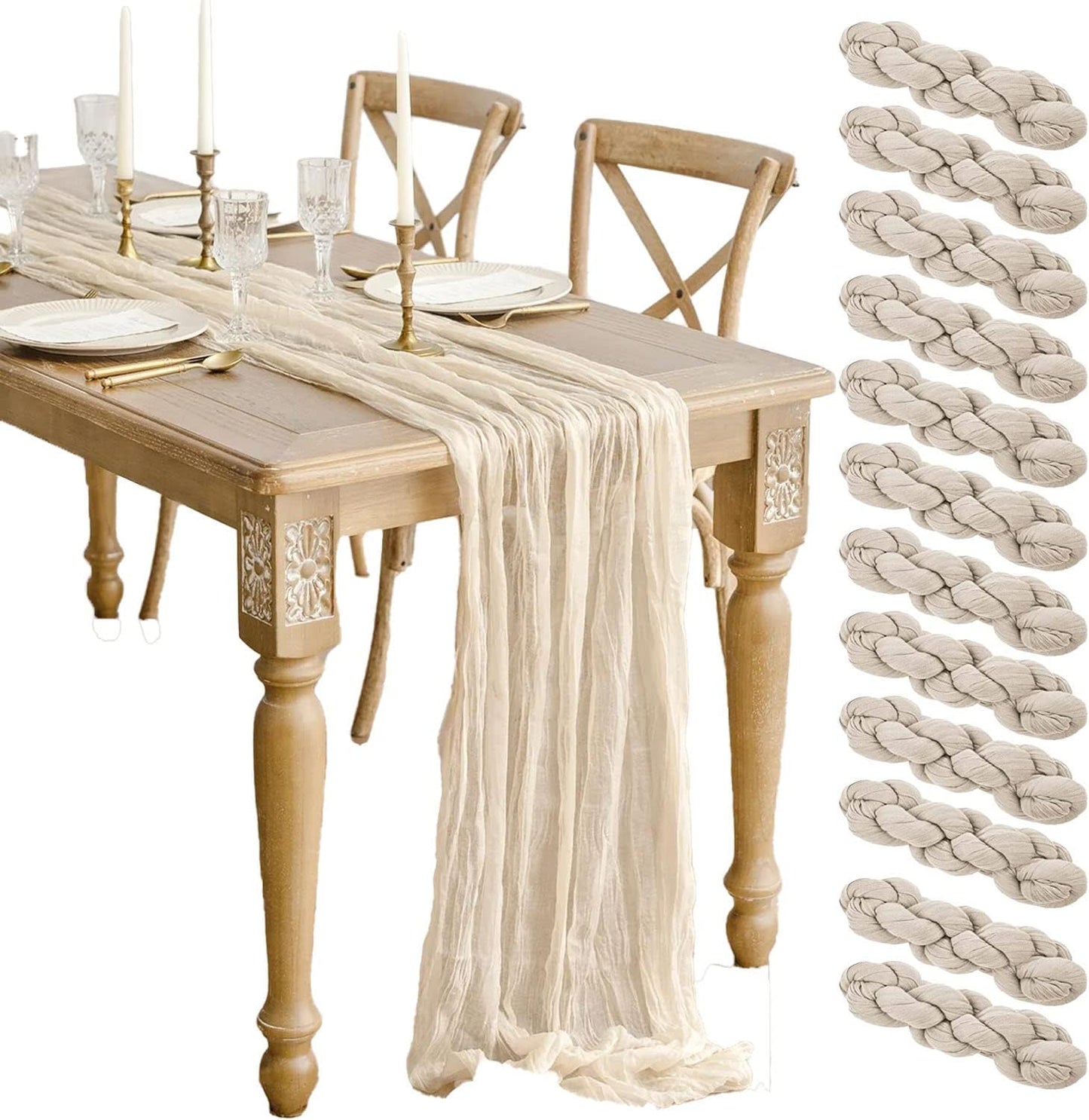 Beige Cheesecloth Table Runner